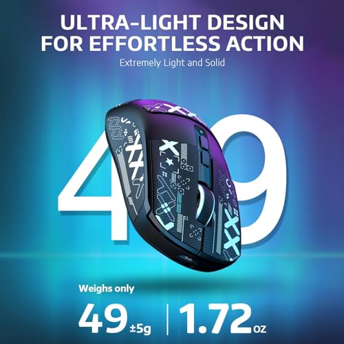 MAMBASNAKE Attack Shark X6 Wireless Gaming Mouse,RGB Magnetic Charging Dock,49g Ultralight X3 Upgrade,Tri-Mode 2.4GHz/BT5.2/USB-C,PAW3395 Sensor 26KDPI,G502 Programmable Mice for Win/Mac - Black&Tape - color: Black&Tape
