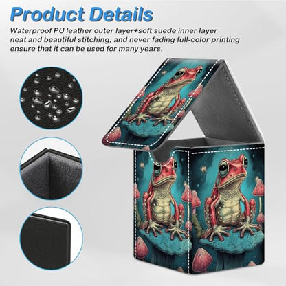 Card Deck Box for MTG Commander Trading Cards with Magnetic Closure,Premium Card Storage Box Case Cover for MTG TCG CCG Magic Cards,Frog Mushroom Weed