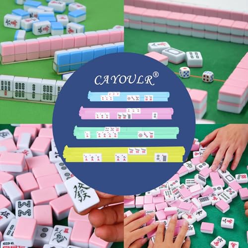CAYOULR Colourful Mahjong Racks with Pushers Set of 4 Clear Acrylic Holders | Portable Mahjong Racks Convenient Rotating One-Piece Mahjong Pushers mahjong racks well-made sturdiness - color: Colourful