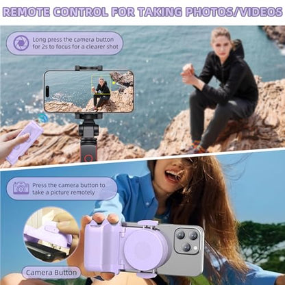 MILOUZ Remote Control Scrolling for Tiktok with Phone Stand,Page Turner for Kindle App E-Book,Bluetooth Camera Shutter Remote for iPhone, Android,iOS,iPad,Tablet (Purple) - color: Purple