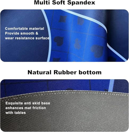 YUZPKRSI 79 x 39 Inch Blue Poker Mat, 8 Players Texas Hold'em Poker Rubber Mat Poker Topper for Tables, Folding Portable Poker Table Top Layout w/Carrying Bag for Poker Games, Casino - color: Dark Blue