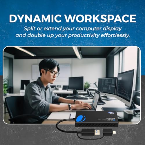 OREI SplitExtend 4K HDMI Splitter Extended Display for Dual Monitor - Multi-Monitor Display 3 Separate Screens - USB A & USB-C Adapter to HDMI 2.0, 4K@60hz, DisplayLink Driver MacOS, Windows | OREI SplitExtend 4K HDMI Splitter Extended Display for Dual Mo