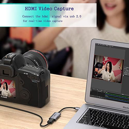 Video Capture Card, 4K HDMI Video Capture Device, 1080P HD 30fps Live and Record Video Audio Grabber for Gaming, Streaming, Teaching, Video Conference