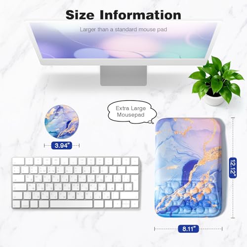 Ospelelf Mouse Pad with Wrist Rest Ergonomic Comfortable Pain Relief Mousepad Wrist Support for Computer Blue Marble - color: Blue Marble