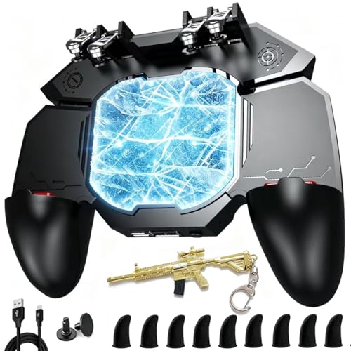 Mikirini Mobile Phone Game Controller w/built-in 4000mAh Battery & Semiconductor Cooling Fan for 4.5-6.7" iPhones/Android Phones, compatible with PUBG Mobile/Call of Duty Mobile/Fortnitee Mobile/Free Fire