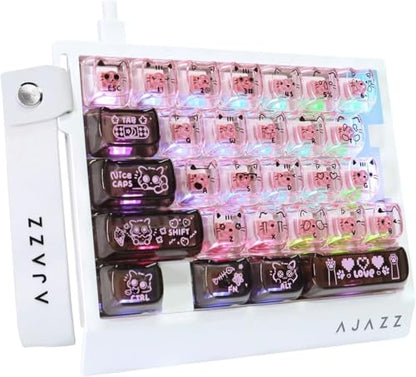 A.JAZZ AK029 Wired 29 Keys One-Handed RGB Gaming Keyboard with 8000HZ,0.01mm RT Magnetic Switches Adjustable Actuation,Hotswappable Mechanical Keyboard,Aluminum Plate,Web Driver for Gamers-Black Pink - color: Back & Pink