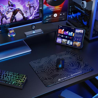 ATTACK SHARK CM05SE Glass Gaming Mouse Pad for FPS & Esports, Nano-Etched Tempered Glass Surface,Ultra-Smooth Low Friction Hard Mousepad,Waterproof Large Desk Mouse Mat for PC Setup,Black Contour - color: Black Contour