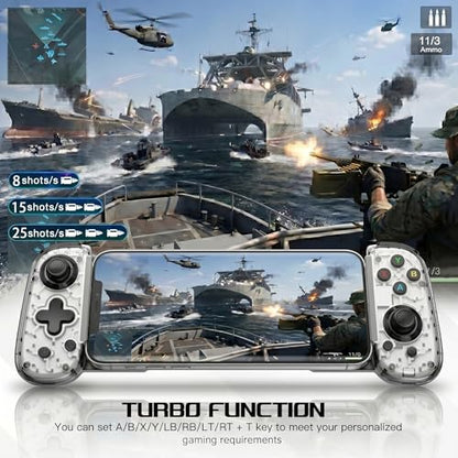 Megadream USB-C Wired & Wireless Mobile Game Controller for iPhone, Android USB-C Phones, PC, Switch - Supports Xbox/PS/Steam Remote Play & Cloud Gaming - Hall Effect Joysticks, Turbo, Vibration, White - color: White
