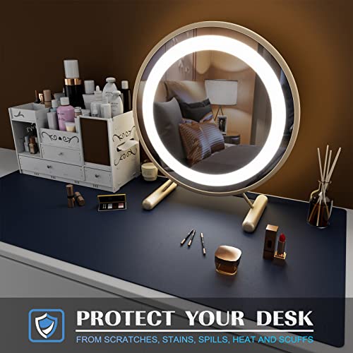 K KNODEL Small Office Leather Desk Mat, Mouse and Keyboard Pad, Computer and Laptop Mat, Desktop Protector and Cover, Writing Pad and Blotter (23.6"x13.8", Dark Blue) - color: Dark Blue, size: 23.6" x 13.8"