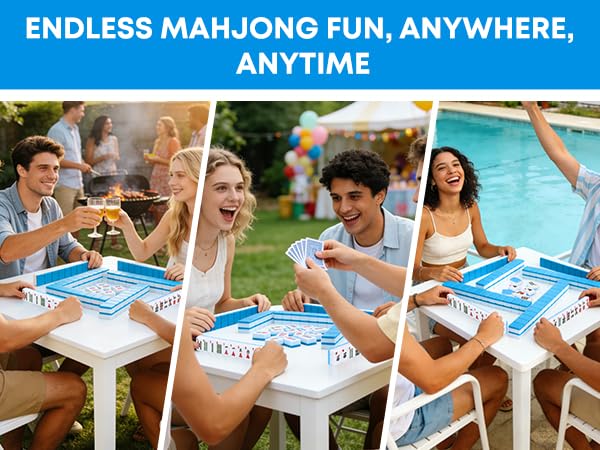 American Mahjong Tile Set, 166 Pcs 1.2" Mahjong Tiles with 3 Dices 1 Instruction, Mahjong Game Set for Adult Family & Friends Gatherings, Mahjong Lovers, Beginners (Blue) - color: Blue