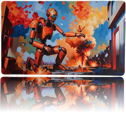 Foxtrot Designs TCG Playmat, 24in x 14in, Premium Stitched Edges, Non-Slip Base for MTG and Other Trading Card Games. MTG Playmat. (District 10) - color: District 10
