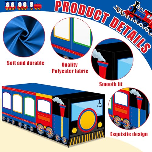 6 Ft Train Tablecloths Birthday Party Decorations Railroad Table Cover Washable Fabric Polyester Supplies Vehicles Rectangle Table Covers Protector for Transportation Birthday Party Decorations - style: Train