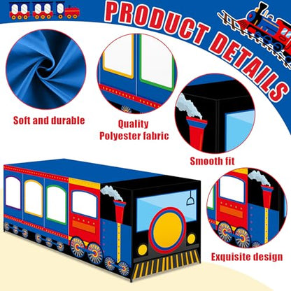 6 Ft Train Tablecloths Birthday Party Decorations Railroad Table Cover Washable Fabric Polyester Supplies Vehicles Rectangle Table Covers Protector for Transportation Birthday Party Decorations - style: Train