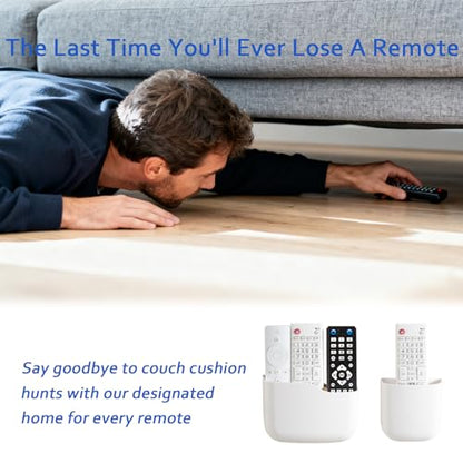 Remote Holder Wall Mount TV FAN Remote Control Holder Bedside Caddy Wall Organizer Phone Holder for Office Adhesive Media Player Controller Holder Box Tray Home Desk Nightstand 2 BIG 2 SMALL WHITE - color: 2BIG2SAMLL WHITE