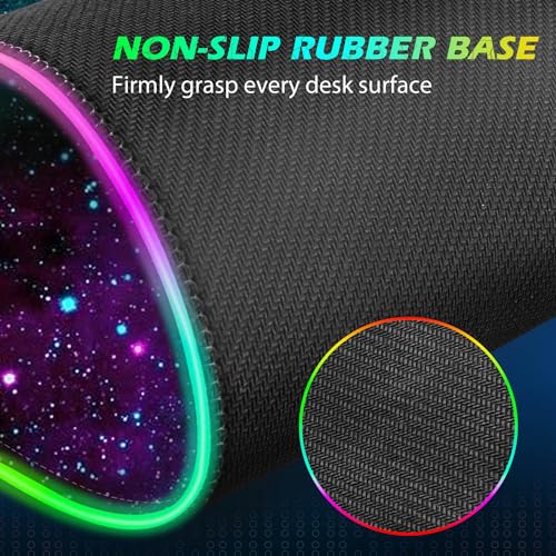 ToLuLu RGB Gaming Wireless Charging Mouse Pad, 5/7.5/10/15W 10 Light Modes | LED Mouse Pad Computer Keyboard Mat Mousepad, 800x300x4MM Extended Large Desk Mat for Gaming, MacBook, Laptop, PC, Galaxy - color: Galaxy Nebula