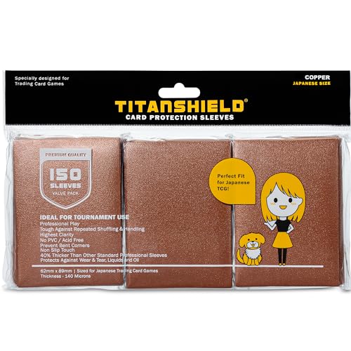 TitanShield (150 Sleeve) Colored Small Japanese Sized Trading Card Sleeves Deck Protector for Yu-Gi-Oh, Cardfight!! Vanguard & More (Copper) - color: Copper