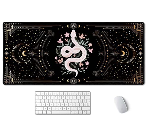 SSOIU Large Mouse Pad, Boho Snake Witch Desk Mat for Desktop, Women Girls Waterproof Gaming Mousepad, Moon Phases Computer PC Laptop Protector Writing Pads for School Office Home 35.5" x 15.7" - color: Boho Snake Witch