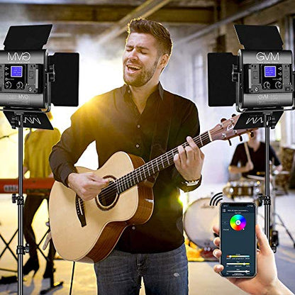 GVM 800D RGB Led Video Light, 2PCS Video Lighting Kit with APP Control, 40W Photography Lighting Led Panel Light with 18 Kinds of The Scene Lights for Studio YouTube, 3200K-5600K, CRI 97+ - size: 800D - 2 Pack