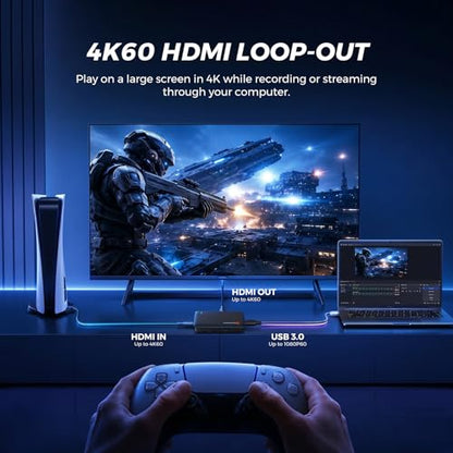 NearStream 4K HDMI Capture Card, USB 3.0 Video Capture Card for Live Streaming & Gaming, Record in 1080P 60FPS with Ultra-Low Latency, Compatible with PS5, PS4, Xbox, Switch, Windows/Mac/Linux (CCD10) - style: 1080P60-CCD10