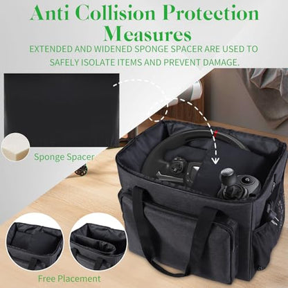 Storage Case for Driving Force Racing Wheel and Floor Pedals | Portable Pedals Carrying Organizer with Shoulder Strap Steering Wheel Storage Carrying Case for PS5 PS4 PC