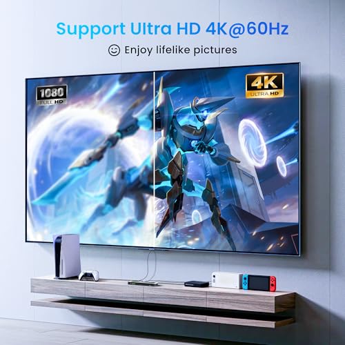 NEWCARE HDMI Switch 4 in 1 Out 4K@60Hz, Aluminum 4-Port HDMI Switcher Splitter with Remote, Supports HDR10 Dolby Vision HDCP 2.2 18Gbps 3D for TV PS5 Xbox Laptop Projector Fire Stick
