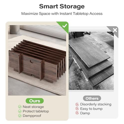 Board Game & Card Table for 6 Players with Removable Table Top, Gaming and Dining Table with Storage Rack, Detachable Cup Holders and Trays, for Card Game, DND and Poker, Walnut - size: With Storage Rack