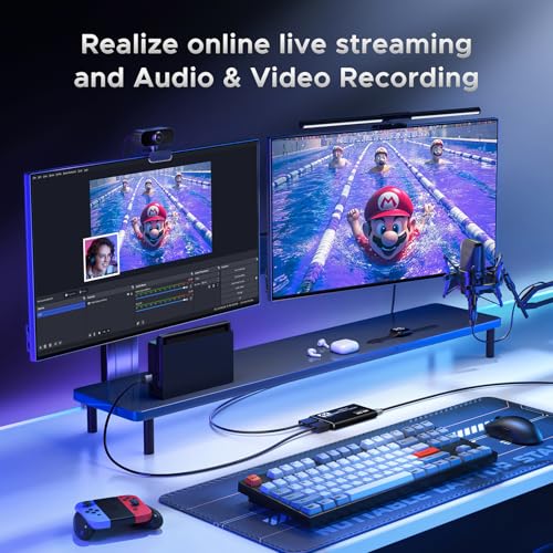 XIIXMASK Video Capture Card, Audio Video Capture Card, USB 3.0 Capture Card 4K HDMI Loop-Out, 1080P 60FPS/2K 30FPS Video Game Capture for Streaming Works for PS5/Switch/Camera/PC/OBS(Black)