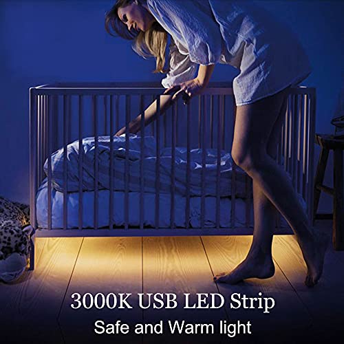 4.9ft LED Strip Lights Dimmable, 5V Warm White Plug in USB COB String | 3000K Dotless Rope Lighting, Flexible and Cuttable, CRI 90, Sticky Tape for TV Backlight, Cabinet, Mirror, Bed, Computer, DIY - size: 4.92ft-3000K-USB Dimmer