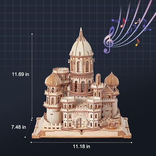 3D Wooden Puzzles DIY Mechanical Wooden Wide Model Kit 1000 Pcs 3D Puzzles for Adults Teens 14+Years Puzzle Enthusiasts Box Clockwork Enchanted Castle