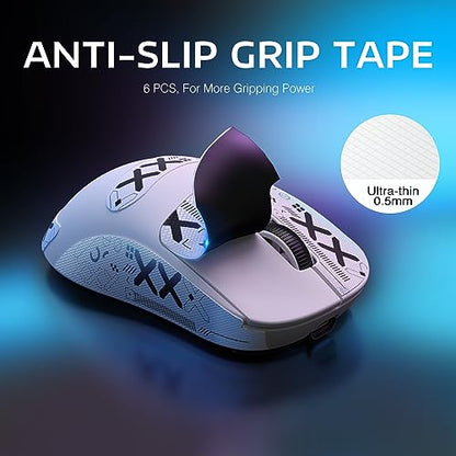 ATTACK SHARK X3 Lightweight Wireless Gaming Mouse, 49g Tri-Mode Bluetooth/2.4G/USB-C Wired Mouse, PAW3395 26K DPI Sensor, 200h Battery Life, Programmable Buttons, Griptape for PC/Laptop/Mac - color: White & Griptape