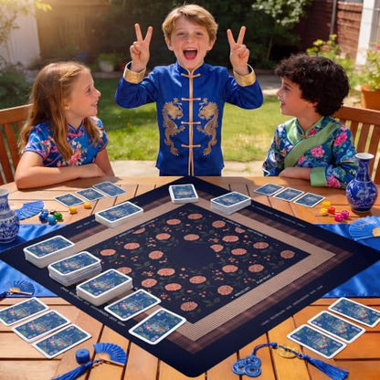Drydiet Mahjong Mat for Table 31.5 x 31.5 Inch American Mahjong Mat with Carrying Bag, Non-Slip Noise Reduction Table Item for Family Poker Domino Board Game Night & Party Use(Midnight Garden) - style: Midnight Garden
