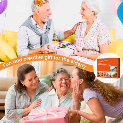 4 Pack 36 Large Piece Puzzle for Seniors Dementia Alzheimer Puzzles | Dementia Products Activities for Elderly Adults Lake Farm Easy Jigsaw Puzzle Memory Cognitive Games with 4 Storage Bags - style: 4Pack 36 Large Pieces-1