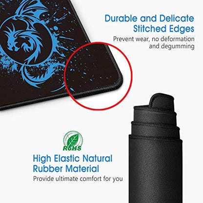 A-Blue Extended Speed Gaming Mouse Mat - Fly Dragon Gamer Office Computer Mouse Mat - color: A-Blue