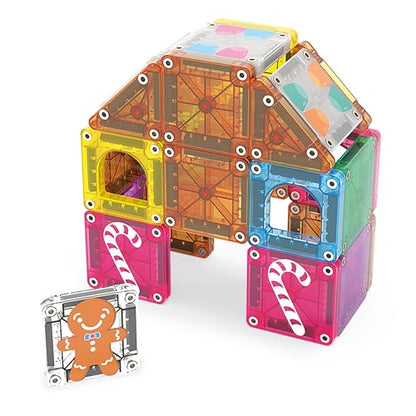 MAGNA-TILES microMAGS 24-Piece Gingerbread House Travel Set, The Original Magnetic Building Brand - style: Gingerbread