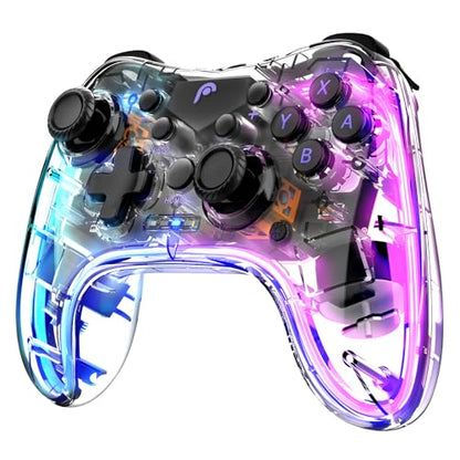 Fosmon Wireless Bluetooth Gaming Controller For Nintendo Switch 2 1 LITE | Compatible with Switch 2 1 OLED Lite, Android, iOS, PC, Steam, and Apple Mfi, 14 Color RGB Light, 4 Vibration Levels, Turbo - color: RGB
