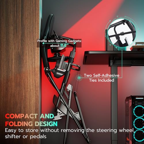 ARES WING Foldable Racing Simulator Cockpit, Racing Wheel Stand with Seat, Space Saving Sim Racing Rig for Small Spaces with Fanatec, Driving Simulator Compatible with Moza Games on PS5 and PC