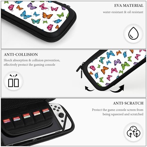 PPIKTC Portable Hard Shell Case Compatible with Nintendo Switch, Shockproof Game Console Holder Bag with Carrying Straps, Beautiful Butterfly - color: Design (202)
