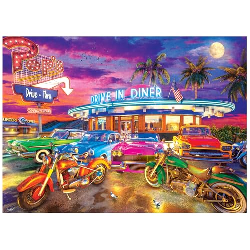 RoseArt - Back to The Past - Drive in Diner - 1000 Piece Jigsaw Puzzle for Adults - style: Drive In Diner
