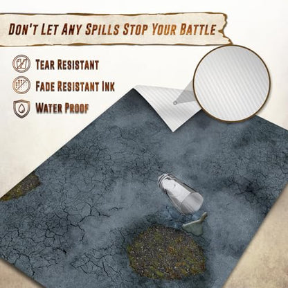 Melee Mats Wargaming Battle Mat, 48"x72" - Terrain for Warhammer 40K, Dungeons and Dragons, Tabletop RPG, Miniatures & Strategy Games - Durable Vinyl Map - color: Road Decay, size: 48"x72