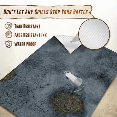 Melee Mats Wargaming Battle Mat, 48"x72" - Terrain for Warhammer 40K, Dungeons and Dragons, Tabletop RPG, Miniatures & Strategy Games - Durable Vinyl Map - color: Road Decay, size: 48"x72