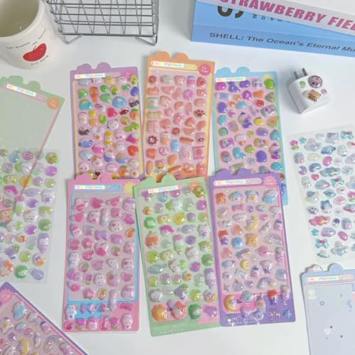 3D Cute Mini Puffy Stickers,10 Sheets 500+Kawaii Air Decorative Stickers HEYFUMMAI for Phone Case Or DIY Planners Notebooks Scrapbooks Handbooks Decoration ﻿ - style: 10PCS Stickers