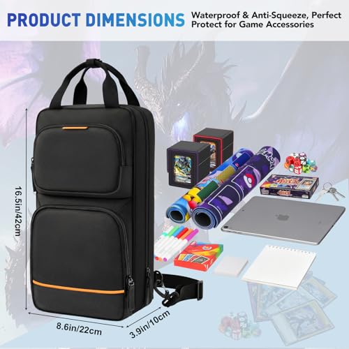 Playmat Tube Case for 2pcs L24’’x W14’’/L31’’x W15.5’’ Playmats, Gaming Mat Tube Organizer Bag with Card Pocket & Dice Holder & Shoulder Strap Fits for MTG, TCG, Trading Card Games, Travel