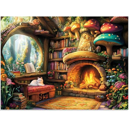 300 Pieces Puzzle for Adults | Mushroom Cat Flower Puzzle Recycled Cardboard Large Piece Jigsaw Puzzles 300 Pieces | Challenging Puzzles Game Home Decor Party Gift for Adult Kids Seniors 20.5*15 inch - style: Mushroom