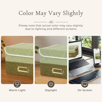 Vienrose Greeting Card Organizer Box, Foldable Storage Box with 20 Removable Dividers and 84 Self-Adhesive Labels, Card Box for Greeting Cards Photos Envelopes Stickers Postcards, Sage & Olive - color: Sage & Olive