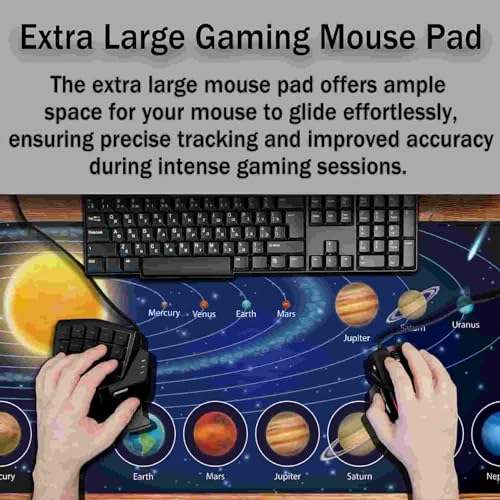 Biggest Mouse Pad - Yellow Pc Desk Mat, 900X400mm Waterproof Non-Slip Rubber Base, 35.4" X 15.7" for Work, Game, Office Galaxy Solar System Planets - color: Galaxy Solar System Planets