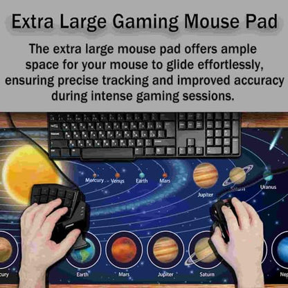 Biggest Mouse Pad - Yellow Pc Desk Mat, 900X400mm Waterproof Non-Slip Rubber Base, 35.4" X 15.7" for Work, Game, Office Galaxy Solar System Planets - color: Galaxy Solar System Planets