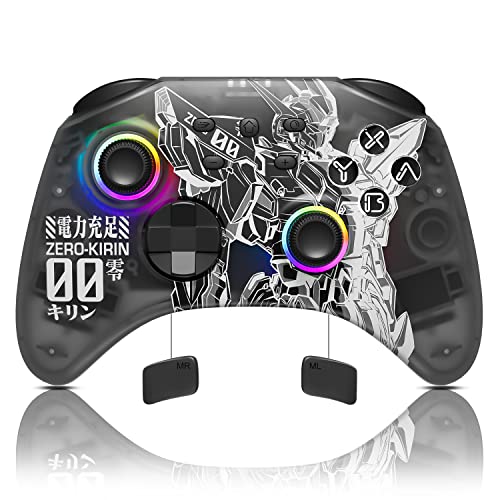 Mytrix Black Wireless Switch Controller for Nintendo Switch/OLED/Lite Steam Deck, Pro Controller with Hall Effect Joystick, Turbo, Motion, Vibration, Headphone Jack and Dynamic Joystick RGB Lighting, Zero-Kirin - color: Black