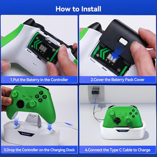 NEWDERY Charger Station for Xbox Wireless Controllers, Fast Charging Dock Single Charging Stand for Xbox One/Series X|S Controller