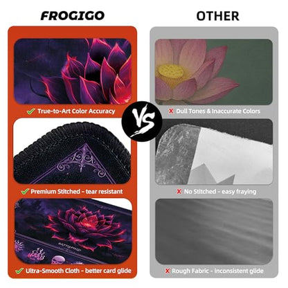 MTG Playmat with Zones – Lotus Sketch 24x14 Card Game Mat for Magic The Gathering, Stitched Edge, Non-Slip Rubber Base with Prismatic Playmat Tube – Dark Blood Lotus - color: Crimson Lotus