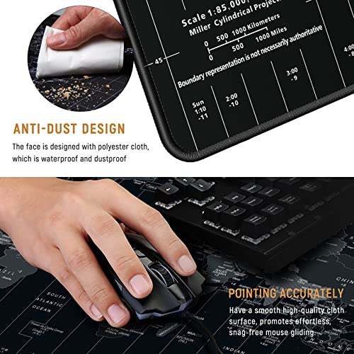 JIALONG Large Gaming Mouse Pad Extended Desk Mat XXL Mousepad with Non-Slip Keyboard Pad for Office Laptop, Computer and PC - 35.4 x 15.7 inches World Map - color: World Map